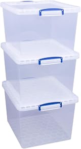 Really Useful Box Nestable Plastic Storage 33.5 Litre Clear Pack of 3 view 3