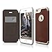 iPhone 6S Plus Case, elago [Leather Hole Flip] - [Card Slot][Screen Protection][Premium Hybrid Construction] - for iPhone 6/6S Plus (Brown/Champagne Gold)