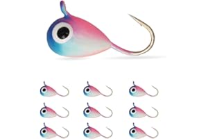 MUUNN 10Pack Tungsten Ice Fishing Jigs, Glow Tungsten Jigs for Panfish Teardrop Ice Jigs Tungsten, 2.7/3.2/4/5/6/7mm