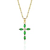 Liuyuqian Cross Necklace for Women - Dainty 14K Gold Plated Small Cross Choker Pendant Cubic Zirconia Necklaces, Trendy Simple Faith Jewelry Gifts