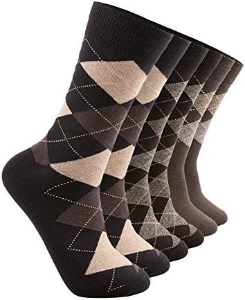 Mens Dress Socks-Argyle and Stripe Classic Casual Cotton Crew socks-pack of 1/3 pairs …
