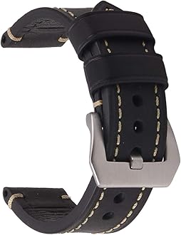 EACHELeather Watch Bands for Men,Vintage Crazy Horse Leather & Vegetable Tanned Leather & Oil Waxed Thick Leather Watch Bands 20mm 22mm 24mm 26mm