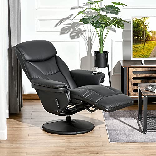 Manual Recliner, Swivel Lounge Armchair with Side Pocket