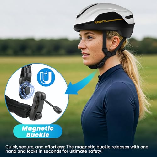Favoto Casco Bici Corsa & E-Bike con Frecce e Luce Posteriore, Adulto | Certificato NTA 8776, fibbia magnetica, protezione In-Mould e luce posteriore. Ideale per bici elettrica e città