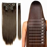 S-noilite 8PCS/SET Full Head Clip in Hair Extensions 140Grams Thick Real Natural Synthetic Hairpiece(26inches-straight, Dark Brown)