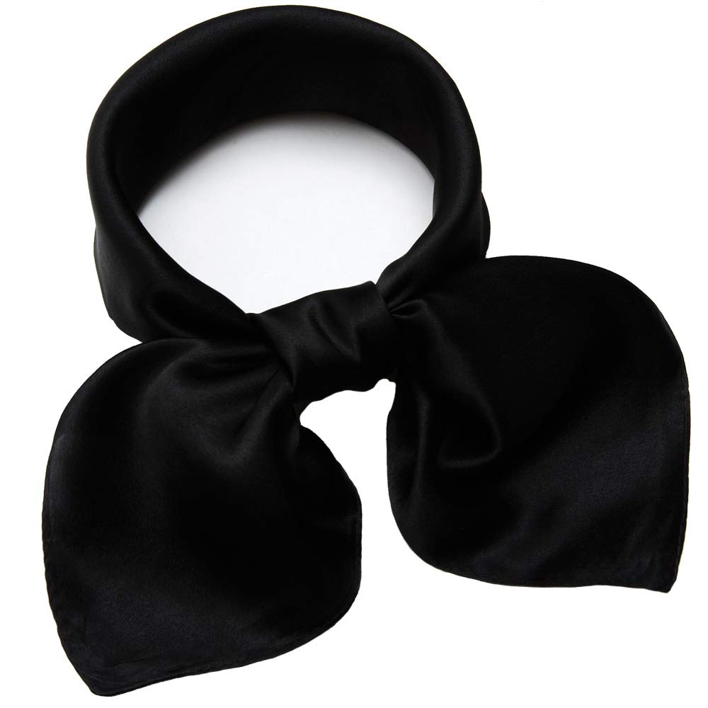 100% Mulberry Black Silk Scarf Square Hair Scarves Fashion Solid