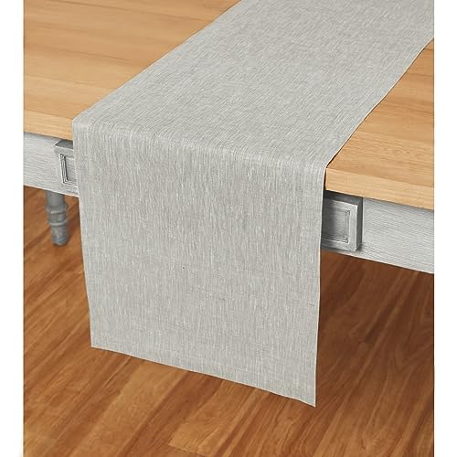 Solino Home Oyster Grey Linen Table Runner