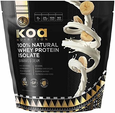100% All Natural Whey Protein Isolate by Koa Nutrition | Performance Driven, Pure Protein Isolate with BCAAs and No Artificial Flavors or Sweeteners - Bananas & Cream - 6lb Bag