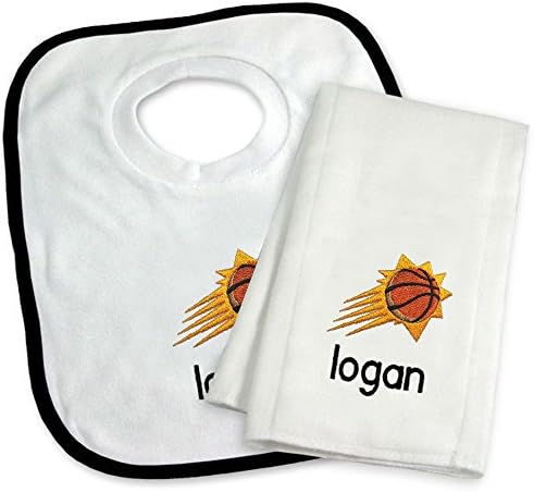 Designs by Chad and Jake Baby Personalized Phoenix Suns Bib and Burp Cloth Set One Size White