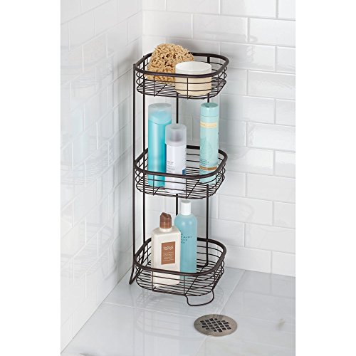 iDesign Standing Shower Caddy Organizer, The Forma Collection 9.5" x 9.5" x 26.25", Bronze