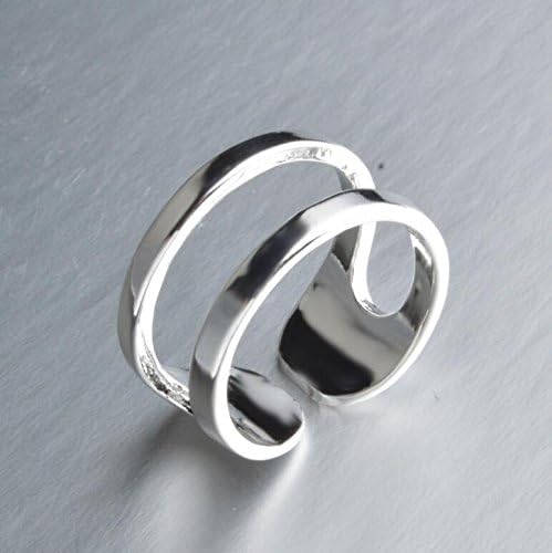 TMERY Women's Silver Plated Unique Double Line Thumb Ring