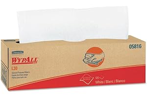 WypAll GeneralClean L30 Cloths Heavy Duty Cleaning Wipes (05816), Pop-Up Box, Strong and Soft Bulk Paper Wipers, White (6 Packs of 120 Sheets, 720 Sheet Total)