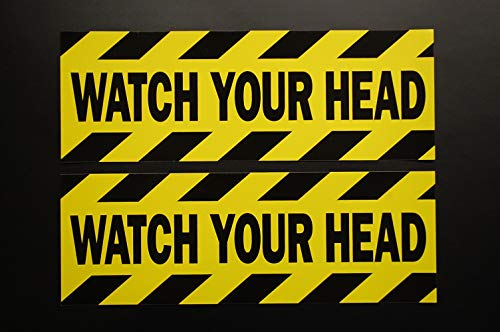 Five Star Graphics Watch Your Head Sticker Vinyl Decal (2 Pack) 8" X 2.75" Caution Indoor Outdoor (X2PS48)