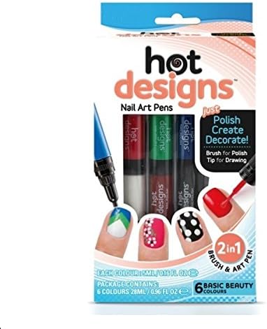 Nail Art Painting Tools Kit, Nail Art DIY Painting Polish Pen Set, Manicure Pedicure Starter Kit, Professional Nail Art Pens, 3 Nail Art Pens in 6 Colours, Includes Decorative Pen and Brush, Basic Beauty