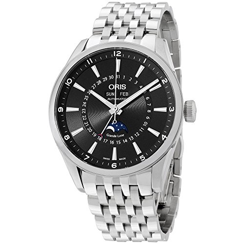 Oris artix black dial moonphase stainless steel men s w…