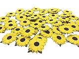 RATREE SHOP Sunflowers Mulberry Paper 1.25 x 1.25 inches Yellow Paper Flowers with Brown Centre 50 Pcs - Best for Scrapbooking and Creative Craft Projects, Products from Thailand