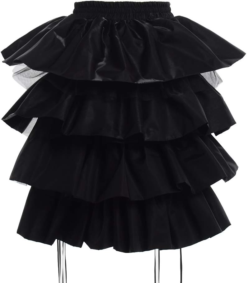 GRACEART Steampunk Gothic Bustle Tutu Adjustable Underskirt Fancy Dress (L, Black)
