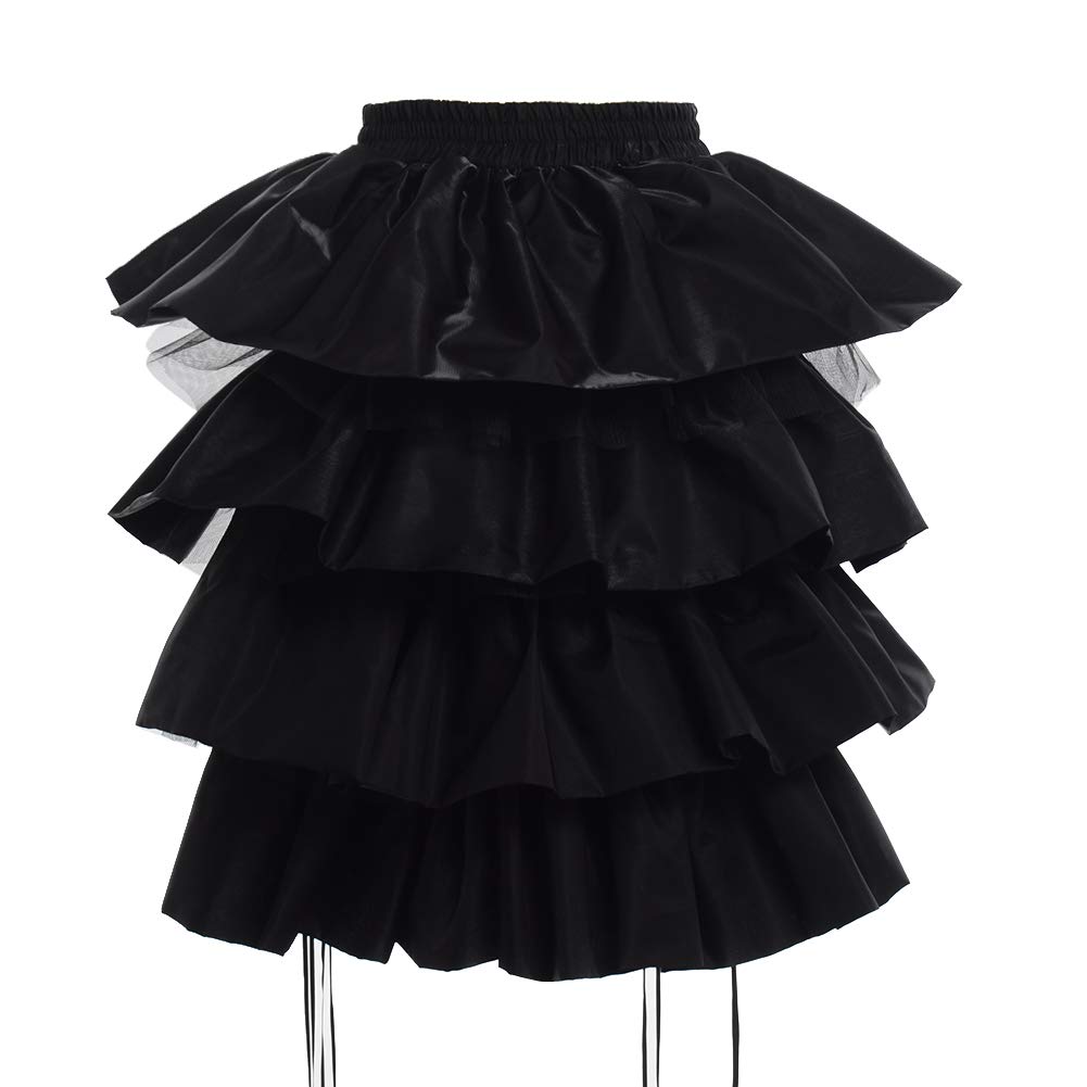 GRACEART Steampunk Gothic Bustle Tutu Adjustable Underskirt Fancy Dress (L, Black)