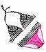 Lovewhitewolf Girl's 2pcs Set Polka Dots Padded Bra Swimwear Top Red Line Bikini, Large, BlackBlackLarge