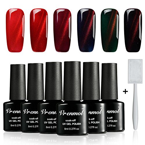 Vrenmol Magnetic 3D Cat Eye Gel Nail Polish Set Soak Off UV LED Lacquer Manicure Nail Art Gift Kit 6 Colors + Free Magnet Sticks Vrenmol Magnetic 3D Cat Eye Gel Nail Polish Set Soak Off UV LED Lacquer Manicure Nail Art Gift Kit 6 Colors + Free Magnet Sticks