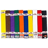 Tiger Claw 100% Cotton Martial Arts Uniform Ranking Belt - 10 Solid Colors ( Black, Yellow, Purple, Red, Blue, Green, Orange, Brown, White & Yellow) in All Sizes