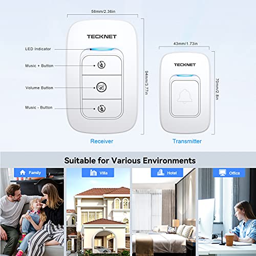 Wireless Doorbell, Plug and Play IP65 Waterproof Door Chime Kit