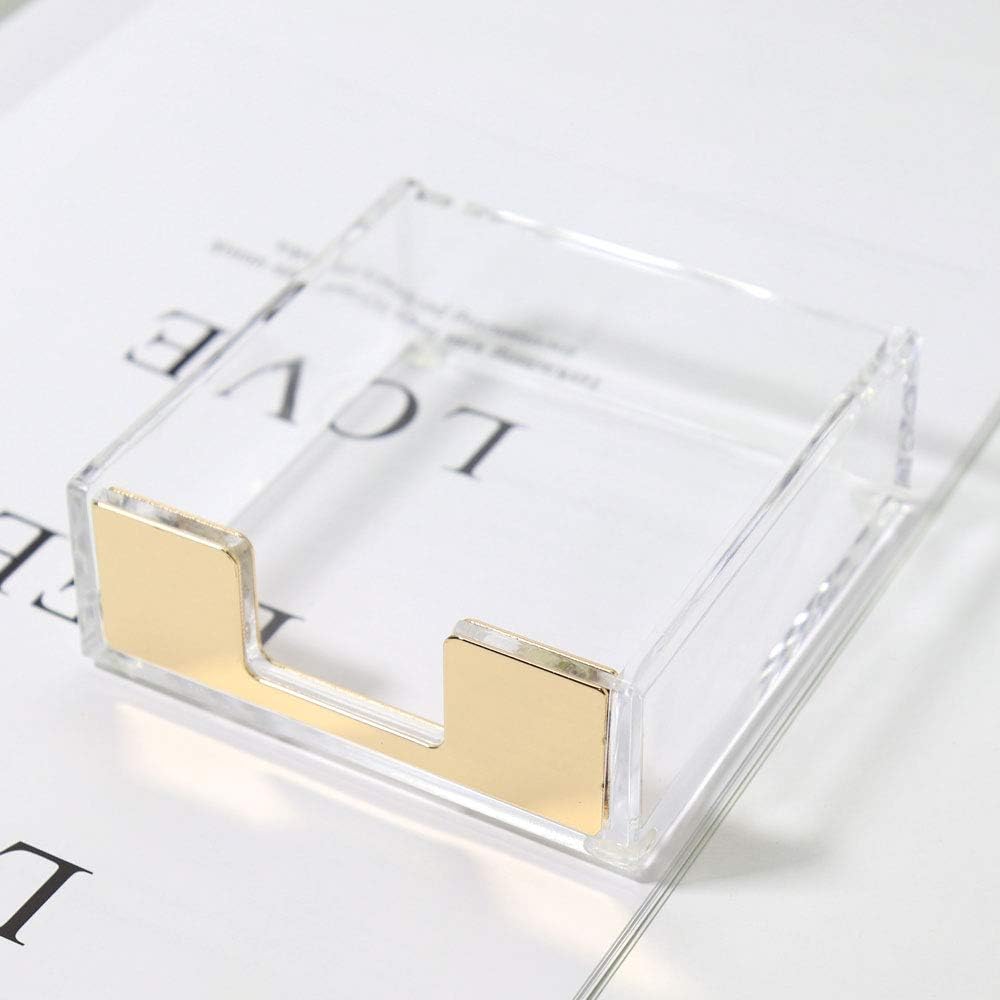MultiBey Sticky Notes Memo Pad Holder Dispenser Rose Gold with Clear Desk Supplies Organizer Accessories for Office Home Schools (Gold) : Office Products