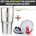 2 * LEAK PROOF lids for 30 oz tumblers + 2 BONUS steel straws, 100% air-tight vacuum open/close lock, spill, splash & leak proof, BPA-free, fits Yeti, Rtic, ozark, and most 30 oz tumblers - SLK