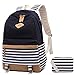 Meisohua Teen Girls Backpack Stripe Canvas Backpack for Girls High School Backpack with USB Laptop Backpack for Women 15.6 inch 2 in 1 Set Black