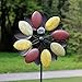 Solar Wind Spinner 7 Foot Tricolor Multi-Color LED Lighting by Solar Powered Glass Ball. Perfect Gardening Gift Amongst Wind Spinners and Windmills Yard Art with Kinetic Dual Direction Spinning
