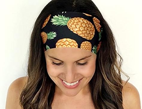 Yoga Headband - Workout Headband - Fitness Headband - Running Headband - Golden Pineapple Print