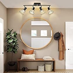 Depuley Modern Track Lighting Kit, 4-Head Rattan