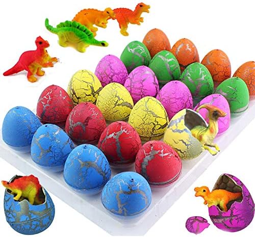 Pack De 24 Huevos De Pascua De Plástico Con Sorpresas – Dinosaurios, Coches, Pelotas Y Peonzas Aleatorios – Ideales Para Rellenar Y Decorar