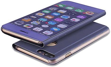 Case for iPhone 6 6s Plus Flip Mirror Plating Cover For iPhone 6Plus (Dark Blue)