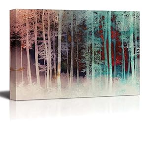 A Night Time Exposure of Trees in a Forest - Canvas Art Home Art - 12x18 inches