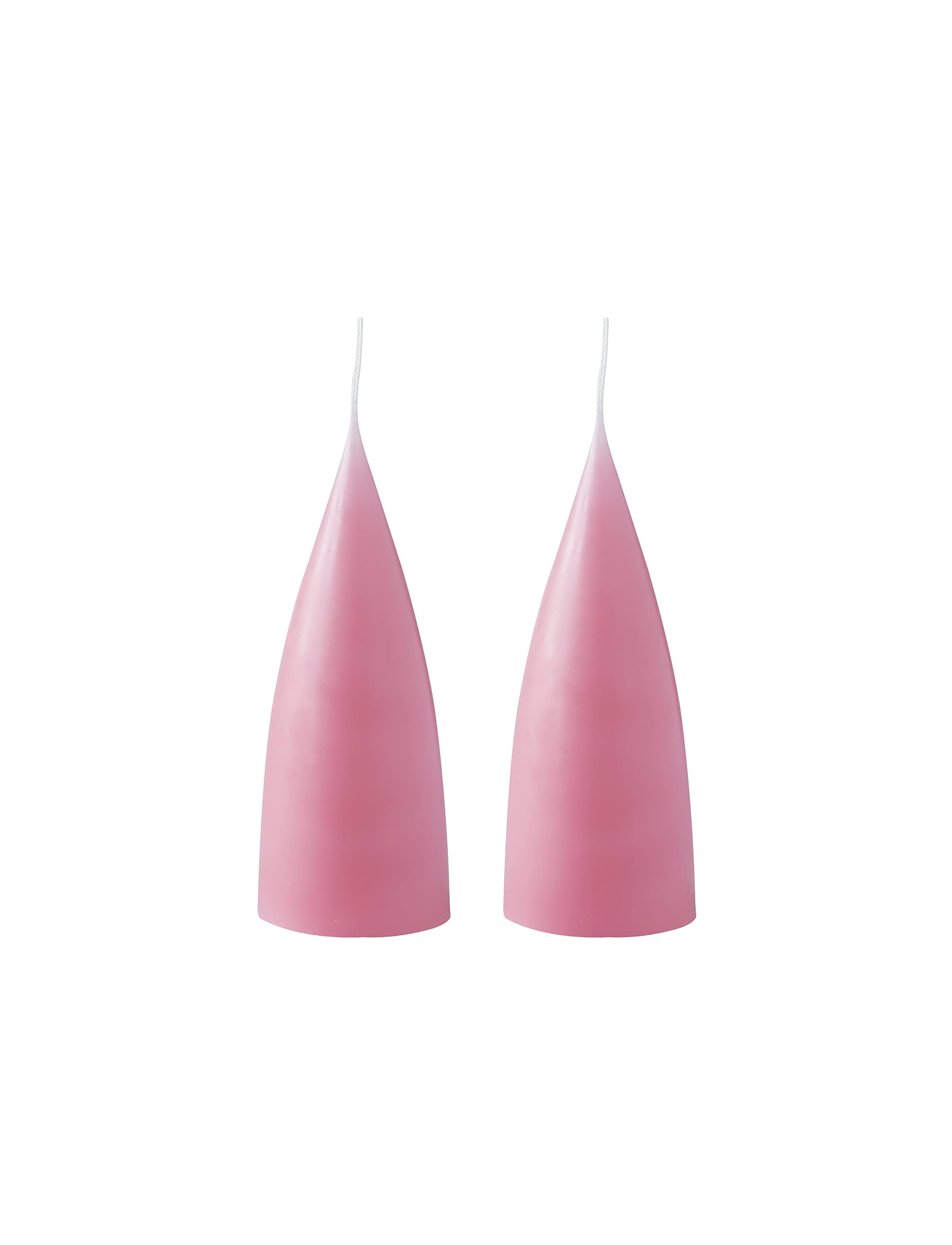 Kunstindustrien® Cone Shaped Candles, Made in Denmark, 43 colours available, Dripless & Smokeless Pillar Candles, Candles long burning 15 hours, Unscented Candle gift set 2pcs 6.5 x 16cm (Pastel Rose) — image 1