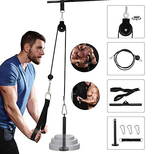 Tricep-Pulley-Cable-Machine-Attachments-Gym-Cable-Pulley-System-Forearm-Wrist-Roller-Trainer-Arm-Strength-Training-Exerciser-for-Lat-Pull-downs-Bicep-curls-Triceps-Extensions-Fitness-Workout