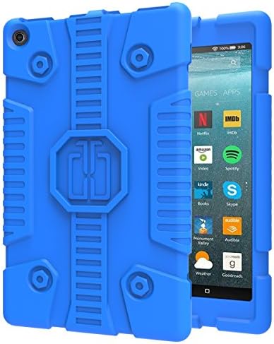 TsuiWah All-New Amazon Kindle Fire HD 8 Shockproof Impact Resistant Flexible Kids Friendly Soft Silicone Case for Fire HD 8 Tablet (7th Gen,2017 release),(6th,2016)(5th,2015)(4th,2014),Light Blue
