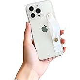 siduater Strap Case for 6.1" iPhone 15 Pro with Wrist Strap Kickstand, Shockproof Translucent PC Back Cover + Soft TPU Bumper with Adjustable Hand Grip Loop for iPhone 15 Pro 6.1 Inch, HD Clear