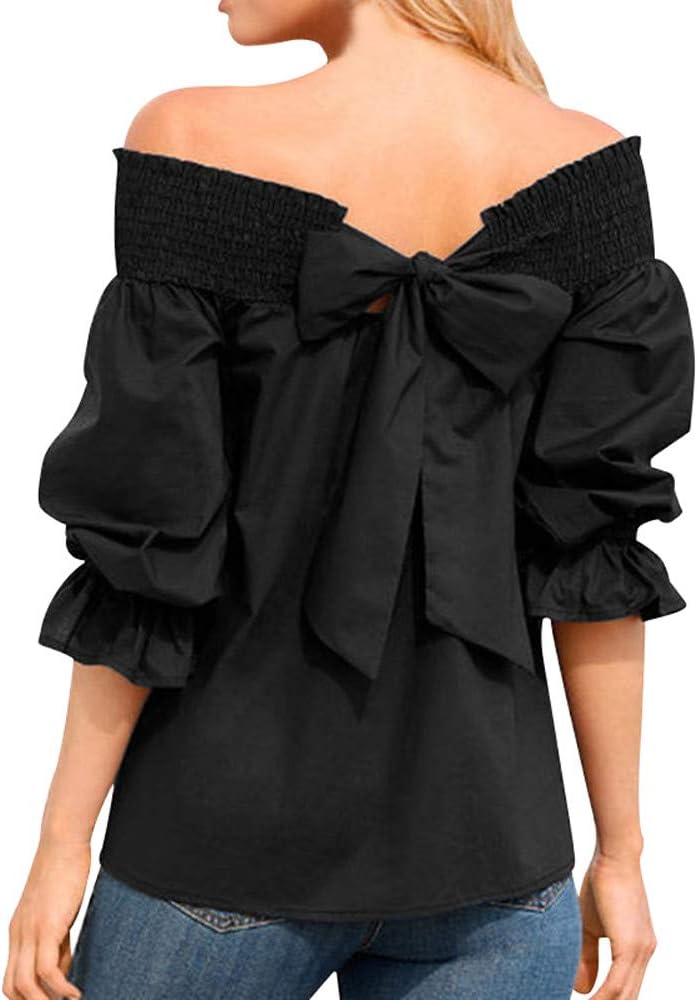 haoricu Women Blouse, Women Velvet Off Shoulder Blouse Long Sleeve Ladies T Shirt Loose Casual Work Tops