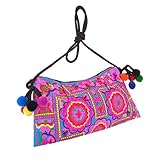 Weixinbuy Women's Boho Embroidered Shoulder Bag Clutch Cosmetic Bag Handbag