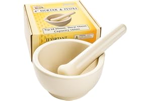 JEWEL TOOL 4" Ceramic Bowl & Pestle | Durable for Crushing & Grinding | Non-Absorptive | Compact & Travel-Friendly | for Kitchen, Lab, Pharmacy & More