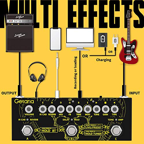 Getaria Guitar Pedal Portable Multi Effects Processor Effect Pedal with