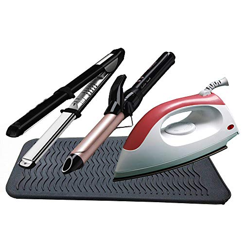 Heat Resistant Silicone Mat Pouch, Lessmon Hair Styling Tools for Curling Irons, Hair Straightener, Flat Irons, Length 11.5 & Width 6 Inches, Food Grade Silicone, Black - Thumbnail 6