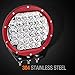 Primelux 8-inch 14400 Lumens Off Road LED Driving Light - 32x5W Cree Spot Beam for Jeep Wrangler JK TJ Cherokee XJ GMC Ford Raptor - PC Lens Cover - Waterproof IP67 (Red Ring)
