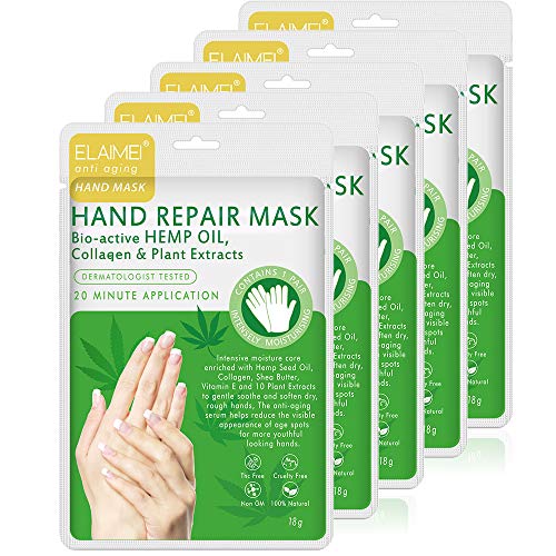 Hand Mask Moisturizing 5 Pack, Hand Mask Spa Gloves Moisture Enhancing Gloves for Dry Hands, Exfoliating Hand Peeling Mask, Repair Rough Skin Remove Dead Skin for Women Men (5pcs handmask).