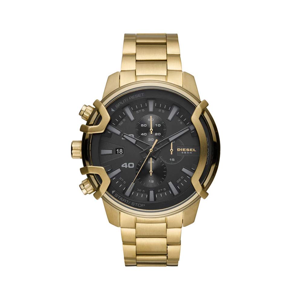 Diesel Watch for Men Griffed, Quartz Chronograph Movement, 48 mm Gold Stainless Steel Case with a Stainless Steel Strap, DZ4522