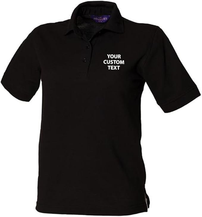 Star and Stripes Personalised Ladies Pique Polo Shirt, Custom Text on Stylish Polo Shirt Custom