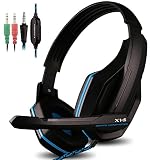 Gaming Headset for PS4 PC iPhone Smart Phone Laptop Tablet iPad iPod Mobilephones MP3 MP4,X1-S 4 Pin 3.5mm Jack Multi Function Game Headphones with Mic by AFUNTA
