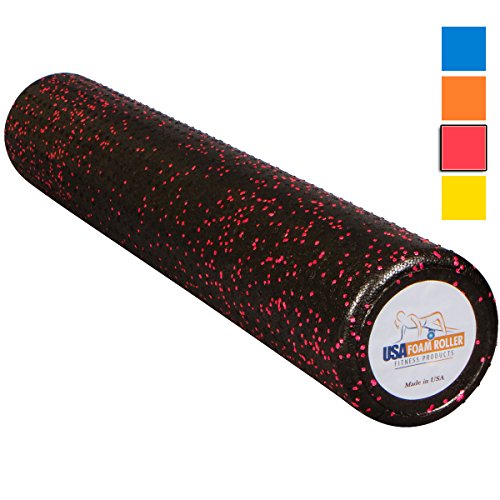 UPC 723260818818, USA Foam Roller, Extra Firm High Density Foam Rollers for Exercise - 36 inch Black &amp; Pink (2.8lbs/ft³ Density) with 3 Year Warranty